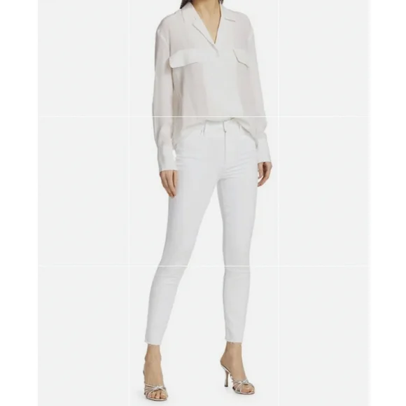 Paige Jeans Margot Ankle Skinny Jeans Crisp White Raw Hem Size 25 - Picture 3 of 8